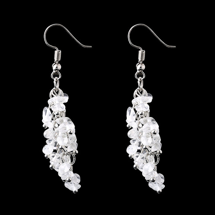 Wholesale Natural Crystal Stone Earrings Pure Handmade Tassel JDC-ES-HXu009