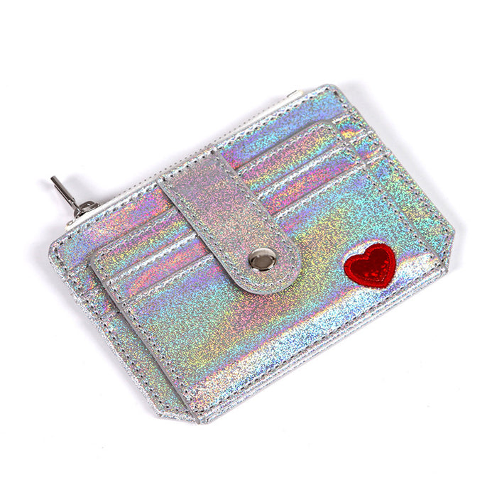 Wholesale PU Heart Embroidered Ladies Zipper Card Holder JDC-WT-KuK005