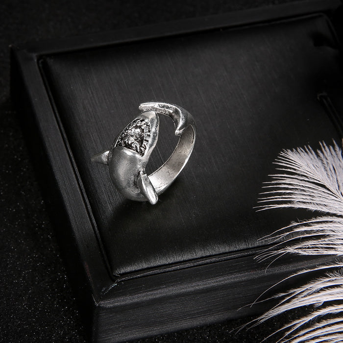 Wholesale Retro simple great white shark hammerhead shark open alloy set female ring