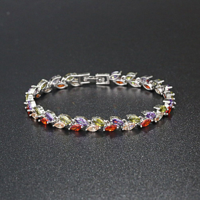 Wholesale Crystal Willow Leaf Bracelet Bracelet Jewelry Fashion Copper Zircon Bracelet