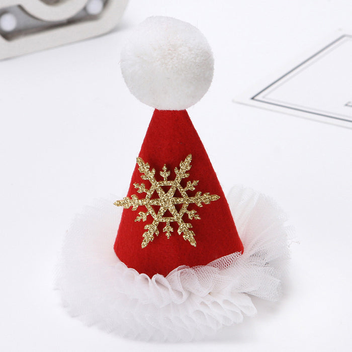 Wholesale Christmas Decorations Red Sequin Hat Gauze Skirt Dress up Headdress Korean Style Duckbill Christmas Hairpin