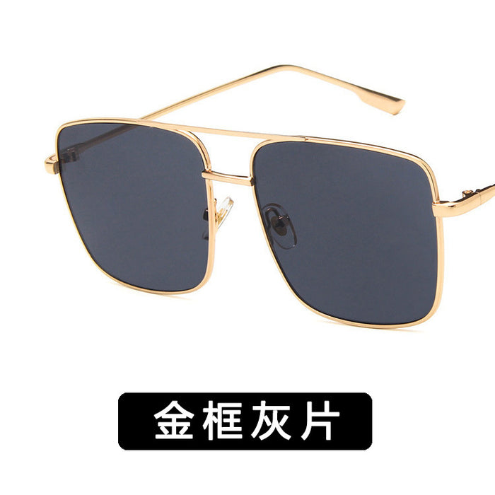 Wholesale Double beam large box metal flat mirror retro artistic polygonal frame square large frame glasses