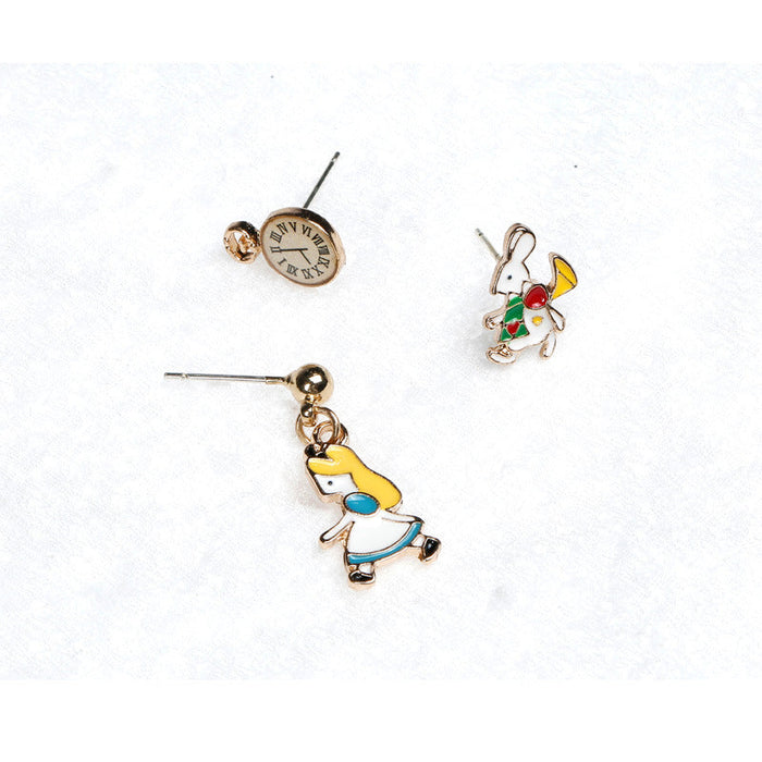 Wholesale Earring Alloy Cute Cartoon Clock Rabbit (M) JDC-ES-QiR006