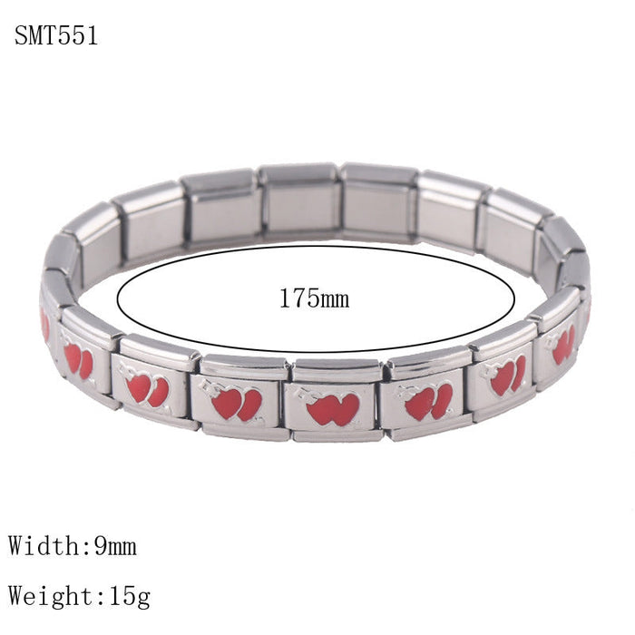 Wholesale Elastic One Arrow Double Heart Stainless Steel Bracelet JDC-BT-ChaoX002