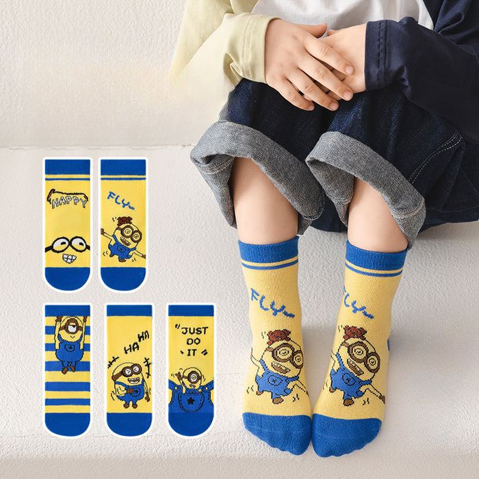 Wholesale 5 Pairs/pack Children's Socks Autumn and Winter New Combed Cotton Cartoon Boy's Tube Socks Korean Version Spring and Autumn Girl's Socks JDC-SK-LXWC003