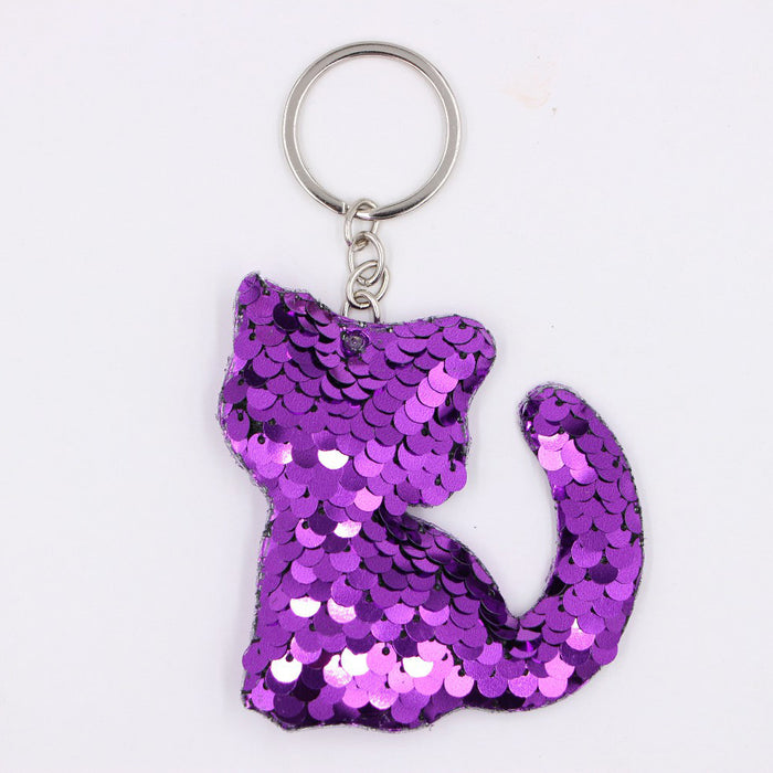 Wholesale Green Clover Sequined Pendant Keychain Fashion Accessory for Bags MOQ≥3