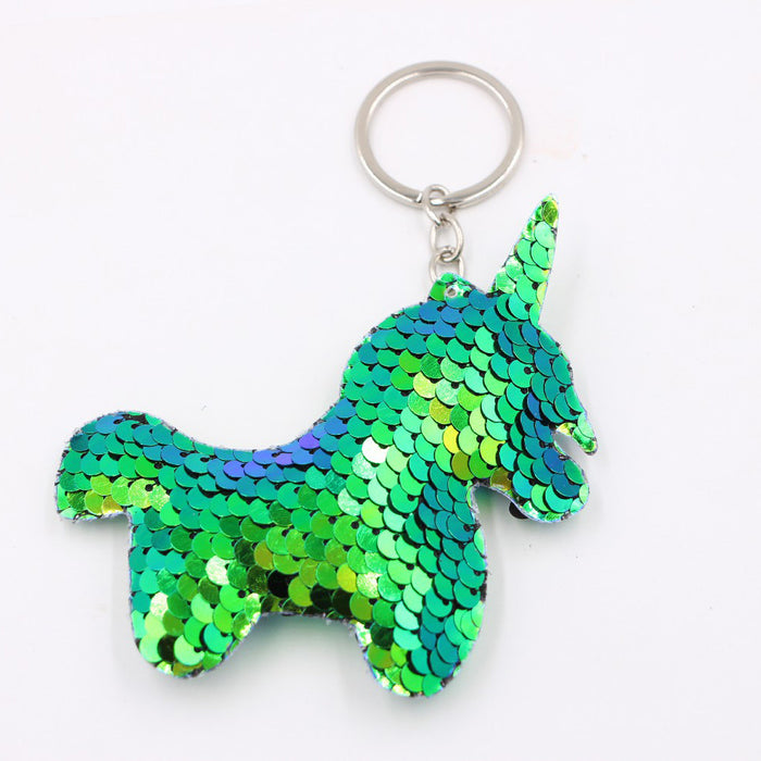 Wholesale Green Clover Sequined Pendant Keychain Fashion Accessory for Bags MOQ≥3