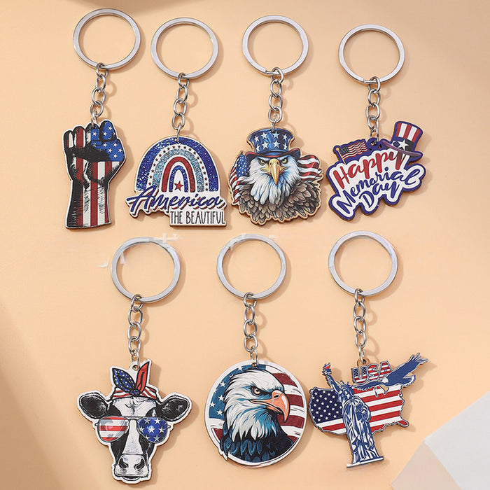 Wholesale Wooden Independence Day Keychain JDC-KC-RongRui006