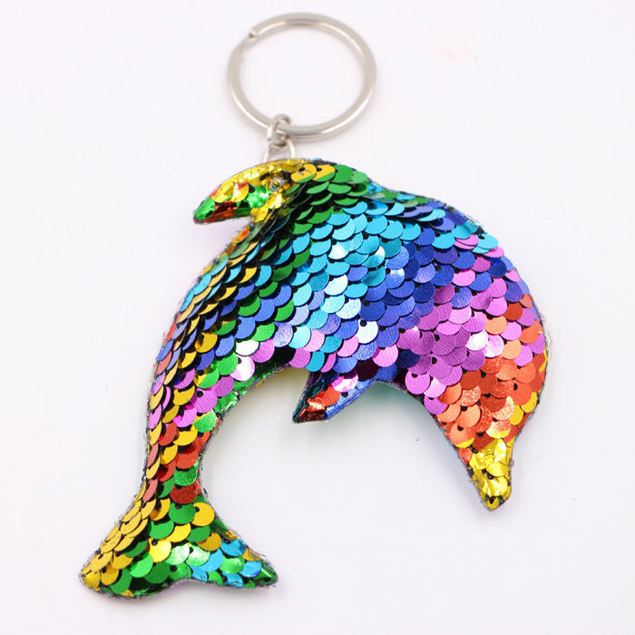 Wholesale Green Clover Sequined Pendant Keychain Fashion Accessory for Bags MOQ≥3