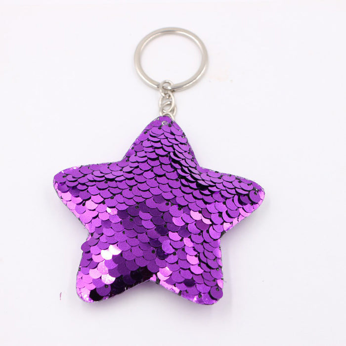 Wholesale Green Clover Sequined Pendant Keychain Fashion Accessory for Bags MOQ≥3