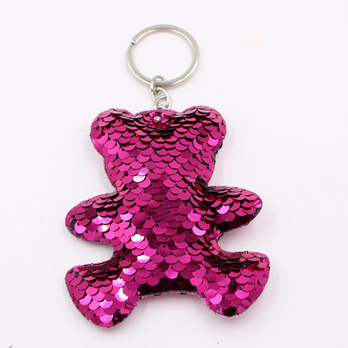 Wholesale Green Clover Sequined Pendant Keychain Fashion Accessory for Bags MOQ≥3