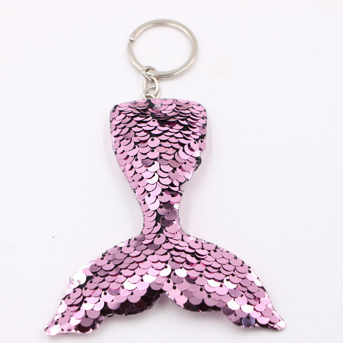 Wholesale Green Clover Sequined Pendant Keychain Fashion Accessory for Bags MOQ≥3