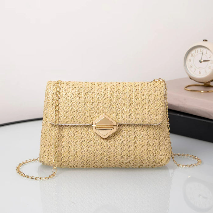 Wholesale Woven Lock Closure Simple Square Bag Shoulder Bag JDC-SD-HongY005