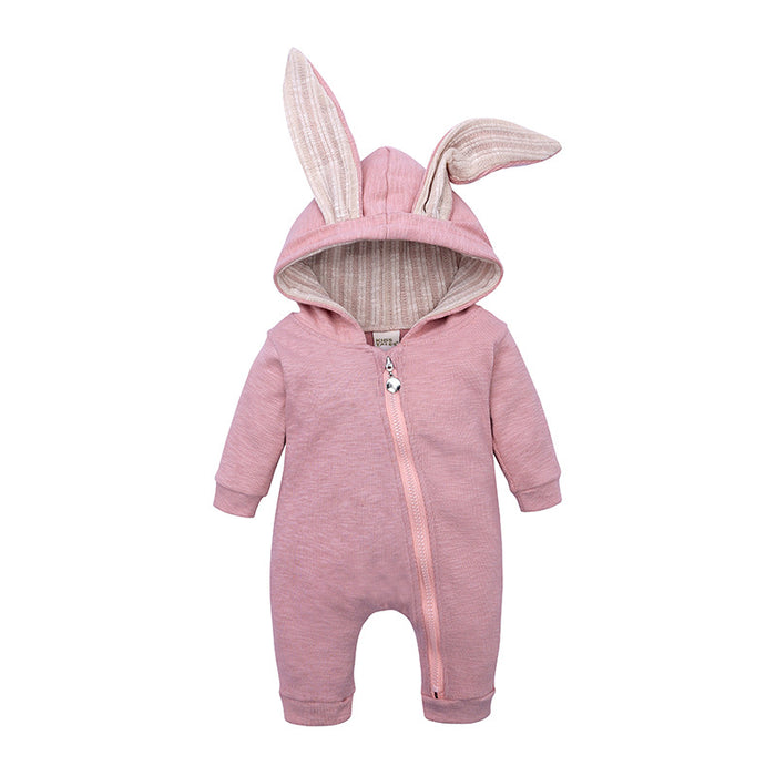 Wholesale Baby and Children's Big Ear Rabbit Jumpsuit Hooded Zipper Crawling Clothes JDC-BC-SK001