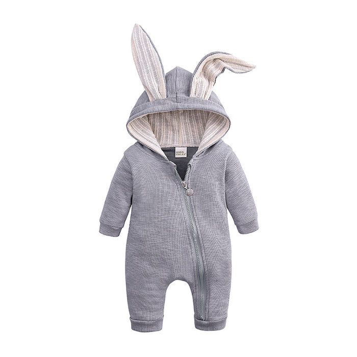 Wholesale Baby and Children's Big Ear Rabbit Jumpsuit Hooded Zipper Crawling Clothes JDC-BC-SK001