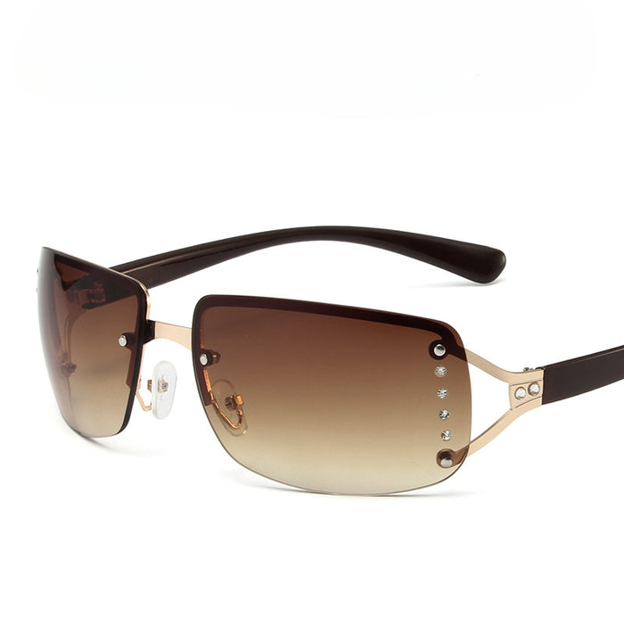Wholesale Y2K Retro Rimless Square Diamond PC Sunglasses JDC-SG-MaN010