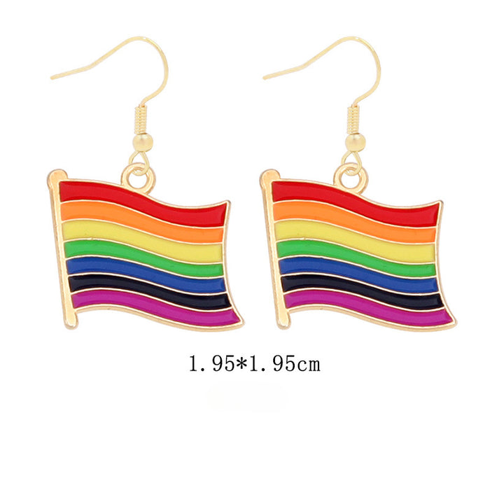 Wholesale 5pcs Rainbow Festival Love Zinc Alloy Valentine's Day Earrings JDC-ES-BingLi001