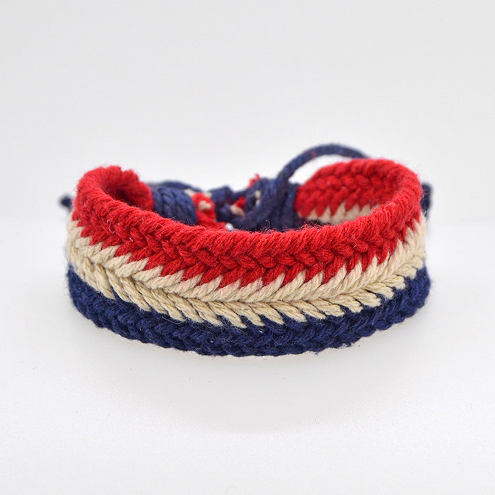 Wholesale Cotton and Linen Contrasting Color Woven Bracelet JDC-BT-QianY006