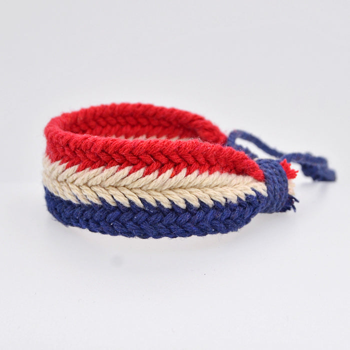 Wholesale Cotton and Linen Contrasting Color Woven Bracelet JDC-BT-QianY006
