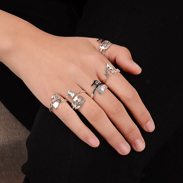 Wholesale jewelry opening Halloween pumpkin ring multi-element ring