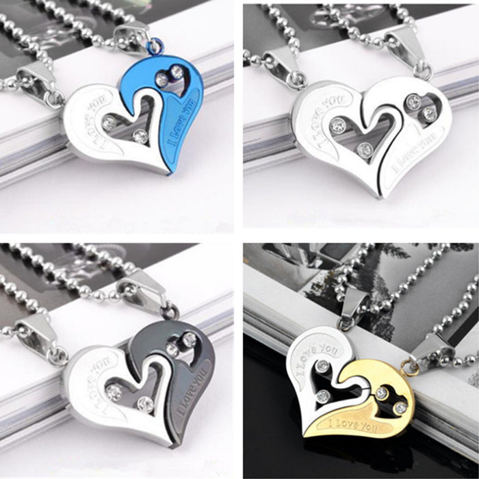 Wholesale Alloy Valentine's Day Hollow Heart Shape Diamond Heart Pendant Necklace JDC-NE-KaY002