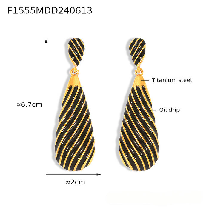 Wholesale Water Drop Shape Weight Glaze Titanium Steel Earrings JDC-ES-MiLi004