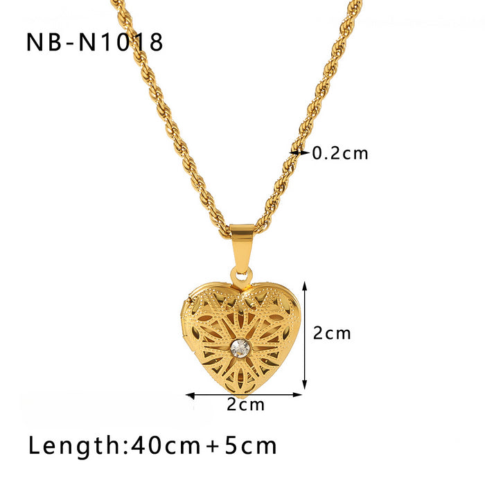 Wholesale Book Album Love Pendant Inlaid Zircon Stainless Steel 18k Gold Plated Necklace JDC-NE-XiongYue002