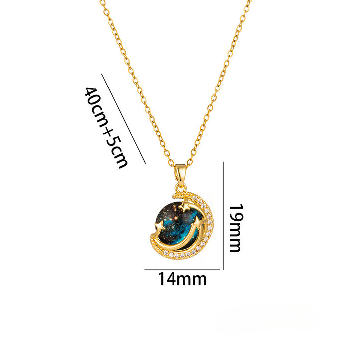 Wholesale Titanium Steel Planet Starry Sky Necklace JDC-NE-Kucai024