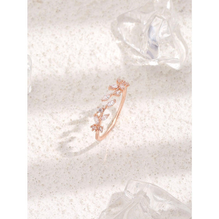 Wholesale Micropaved Colored Zircon Leaf Copper Ring JDC-RS-Mimeng141