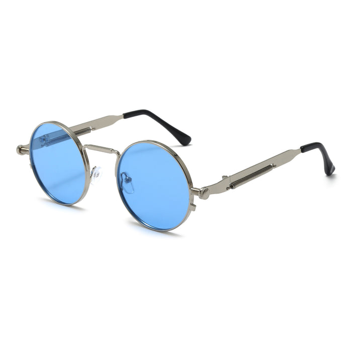 Wholesale New Fashion Round Steampunk Sunglasses Spring Legs Metal Too Glasses