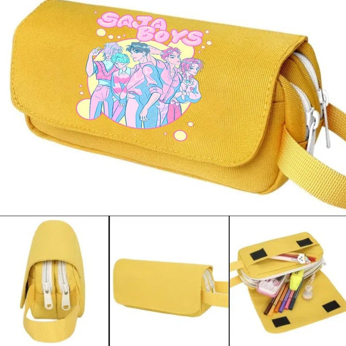 Wholesale Cartoon printed large capacity double-layer hand-held pencil case student stationery bag