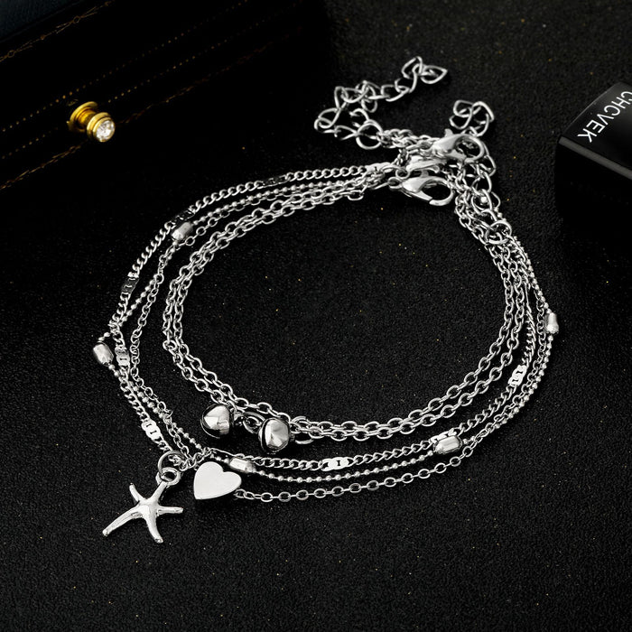 Wholesale Retro Starfish Turquoise Beach Anklets