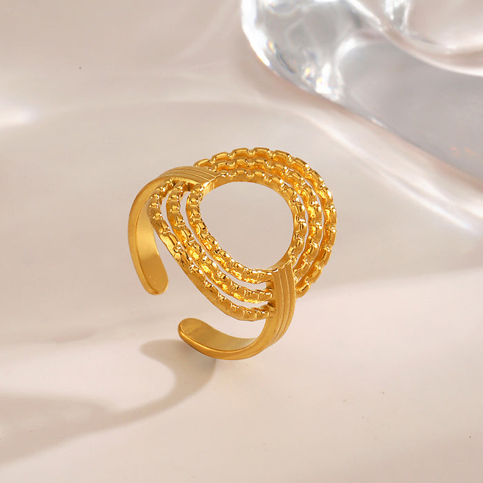 Wholesale Fashionable and popular stainless steel simple hollow circular ring, versatile and niche design sense