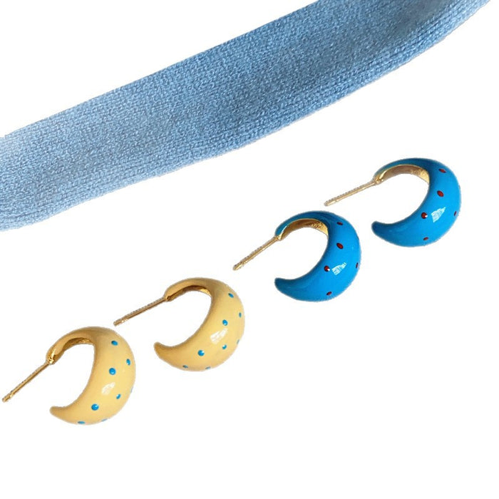 Wholesale Silver needle oil drop polka dot earrings sweet and gentle earrings