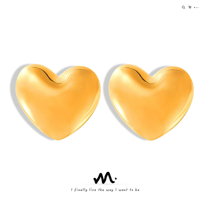 Wholesale Heart Shape Titanium Steel Gold Plated Earrings JDC-ES-MiLi003