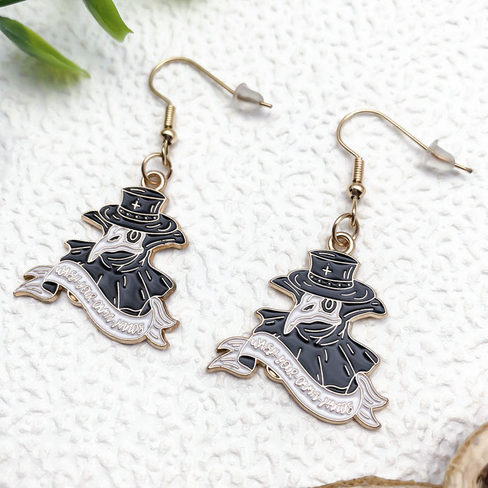 Wholesale Halloween Crow Wizard Magic Hat Alloy Earrings JDC-ES-Oulu001