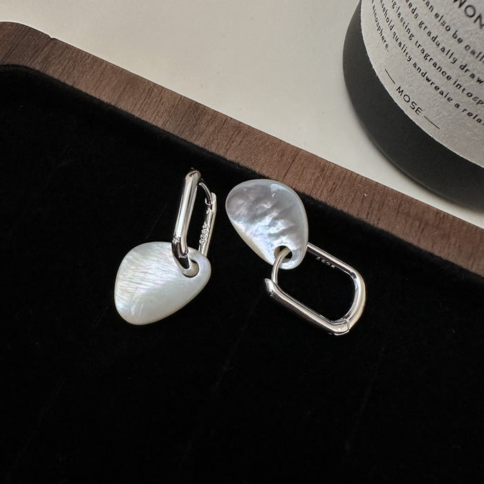 Wholesale Sterling silver niche design, irregular white shell earrings, fashionable texture, ear accessories