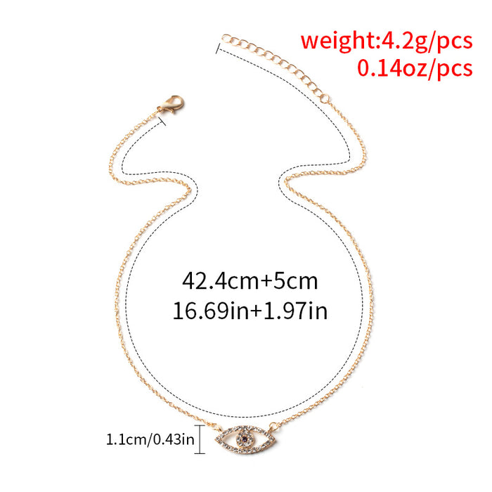 Wholesale Jewelry Fashion Diamond Devil's Eye Necklace Clavicle Chain Simple Eye Pendant