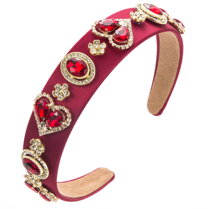 Wholesale Glass rhinestone heart-shaped headband for Valentine' s Day