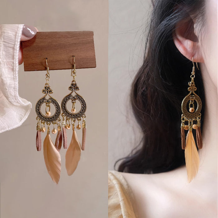 Wholesale Feather earrings, vintage earrings, travel photography earrings