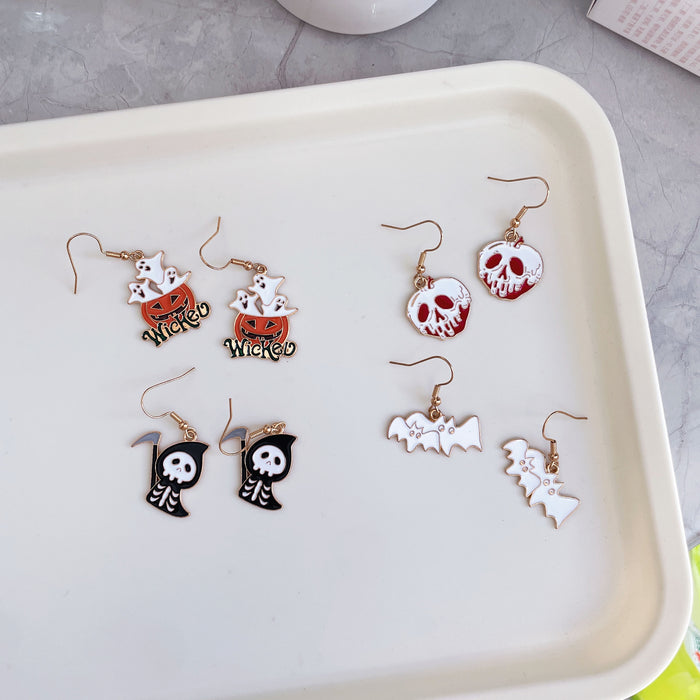 Wholesale  pumpkin skull earrings personalized cartoon ghost bat earrings