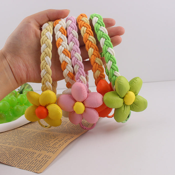 Wholesale Sweet flower mobile phone lanyard,  neck rope,  crossbody strap,  woven keychain