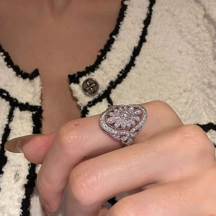 Wholesale Zircon Flower Open Ring