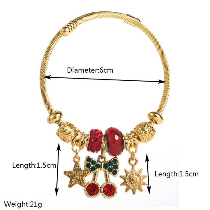 Wholesale Stainless Steel Bracelet Crystal Beaded Owl Star Sun Diamond Pendant Bracelet