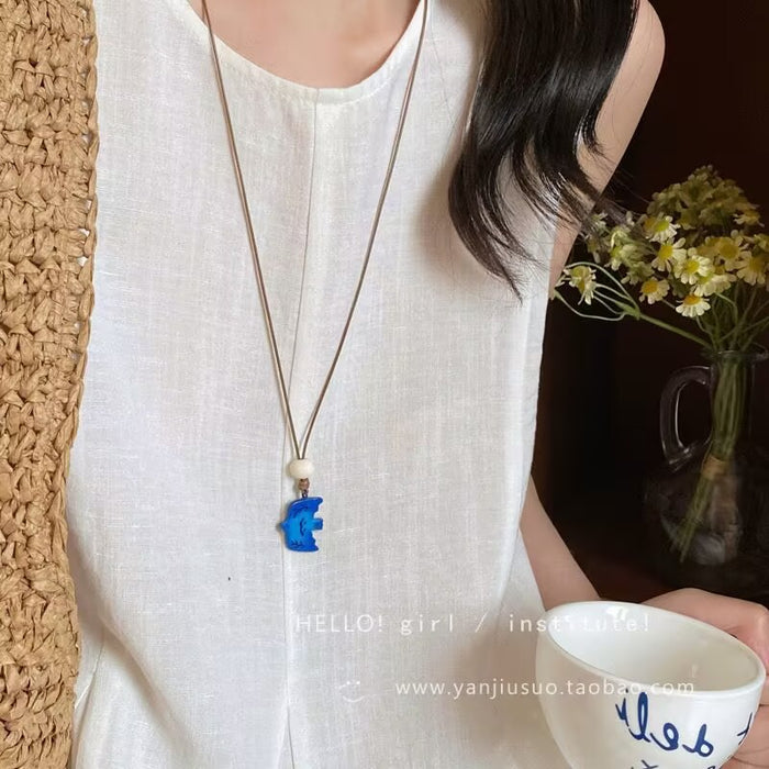 Wholesale Blue Bird Pendant Necklace Handmade Clavicle Chain
