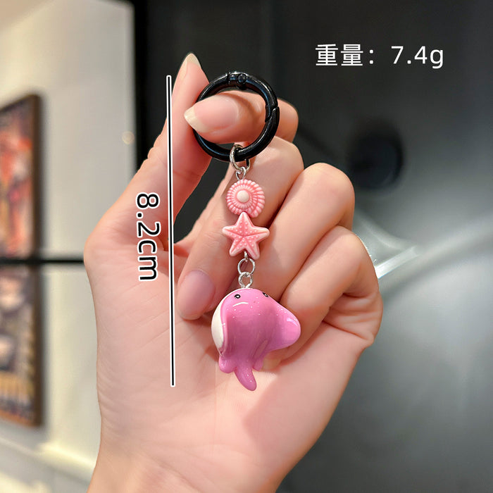 Wholesale Cute marine animal mobile phone lanyard resin keychain pendant car key decoration pendant