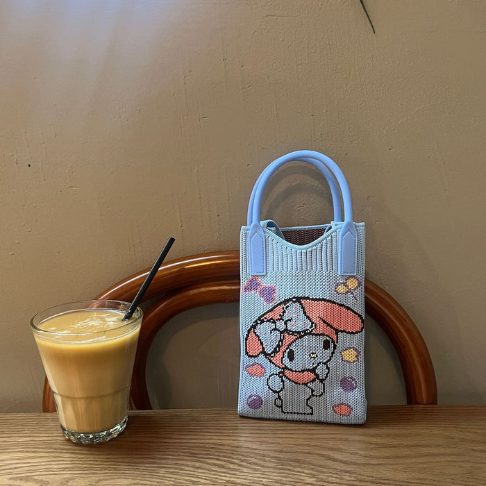 Wholesale Mobile Phone Bag Wool Knitted Small Square Bag  Small Bag Contrast Color