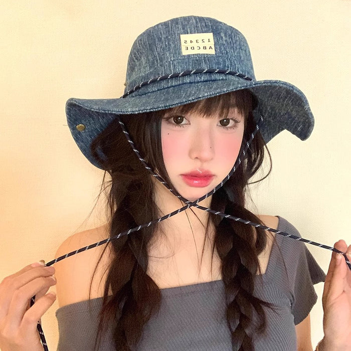 Wholesale Sunscreen camping fisherman hat, outdoor cycling strap hiking hat, large brim cowboy hat