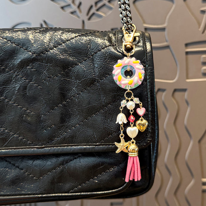 Wholesale Donut tassel heart keychain schoolbag cute pendant student girlfriend couple decoration