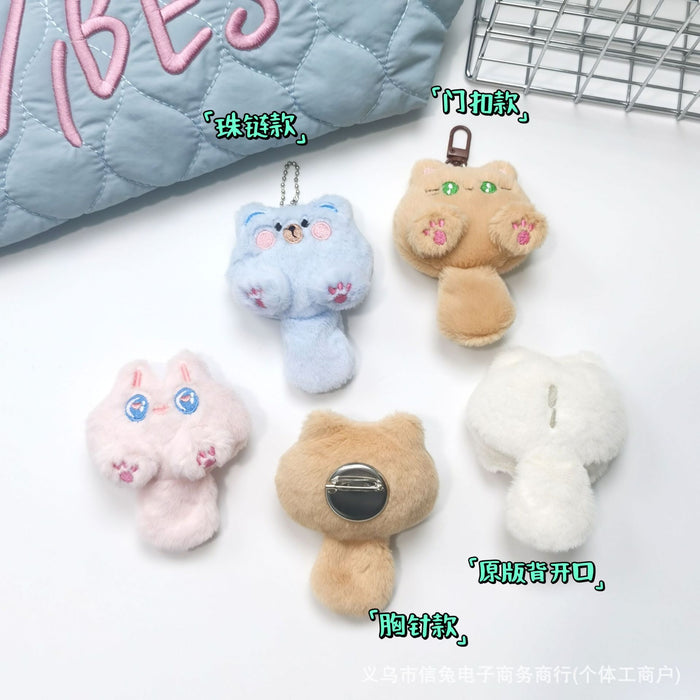 Wholesale Squeaky Little Doll Tail Cat Plush Pendant Little Rabbit Bear Backpack Hanging Brooch Keychain  Accessories